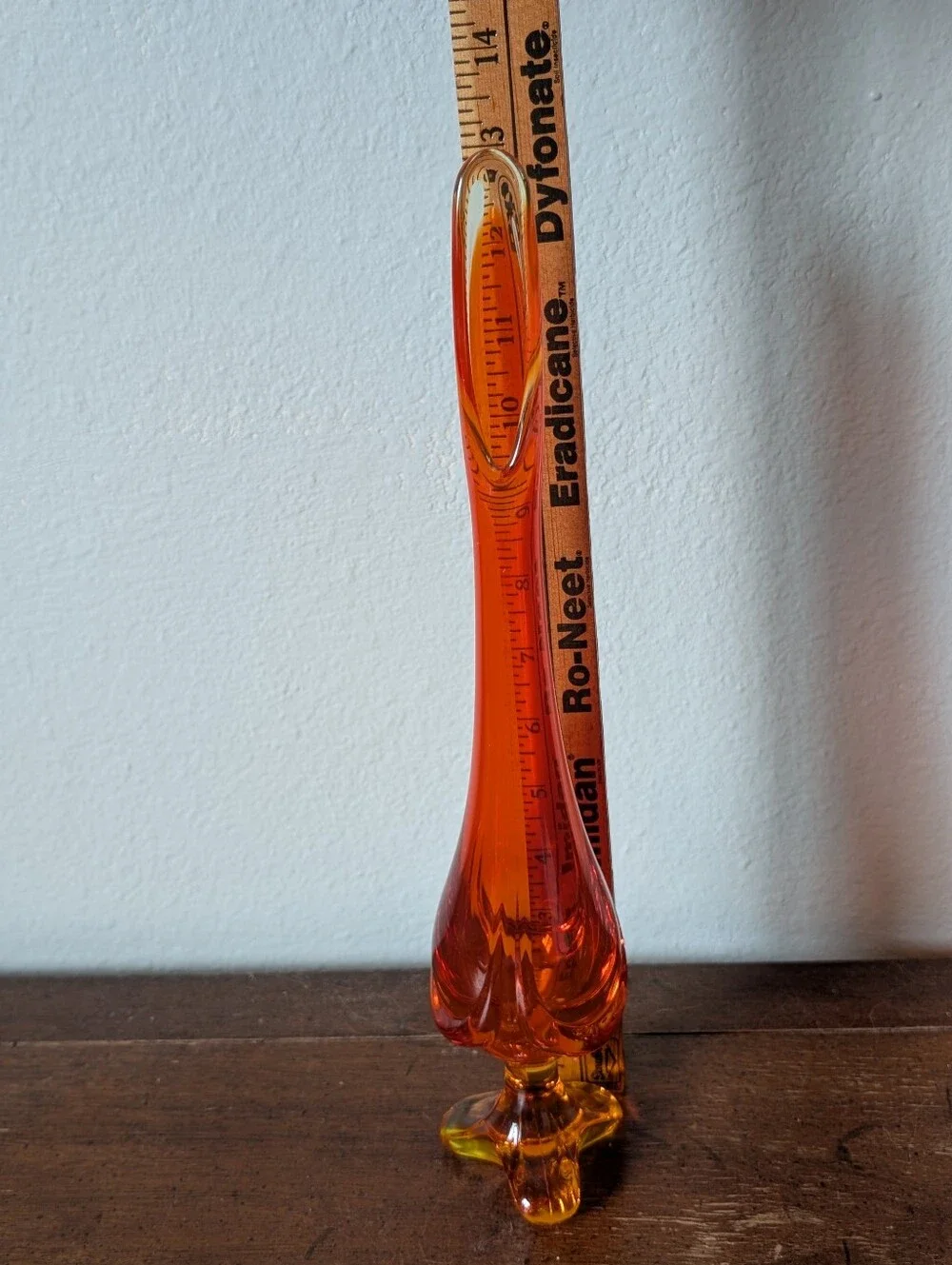 Vintage Viking Glass Persimmon 3 Toed Drape Swung Vase